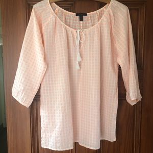 J Crew Suckered Dot Peasant Top in Orange